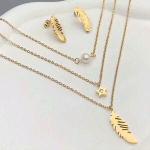 3pcs/Set Women's 18K Gold Plated Stainless Steel